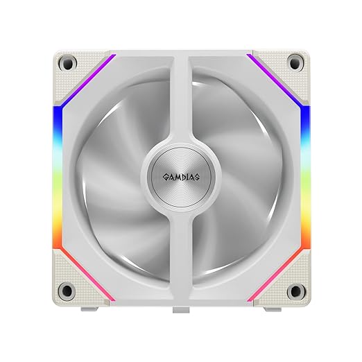 GAMDIAS AEOLUS P2-1203 120mm ARGB PWM Fan (3 Pack, no Hub), Include Reverse Fan Blade x3 & Controller, ARGB Sync, Easy Installation & Cabless Daisy-Chain Design, Silent Operation, Up to 2400RPM, White
