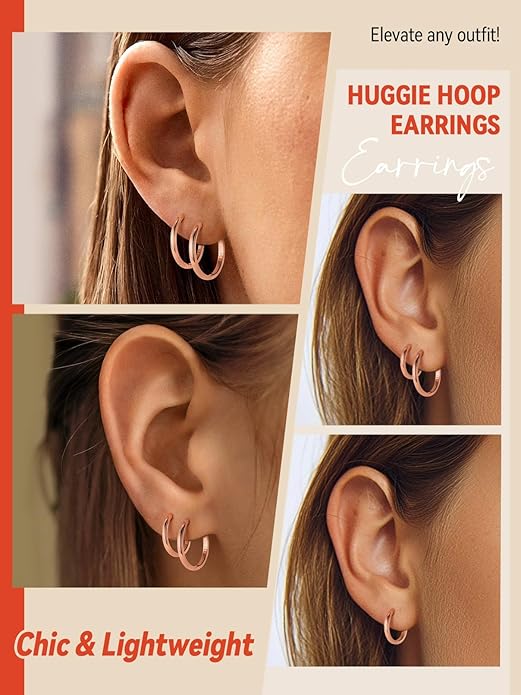 FaithHeart Sterling Silver Hoop Earrings for Women, Hypoallergenic Huggie Hoop Earrings Lightweight Small Cartilage Earrings Hoop Earring Dainty Everyday Earrings 6/8/10/12/14/15/16/18/20mm
