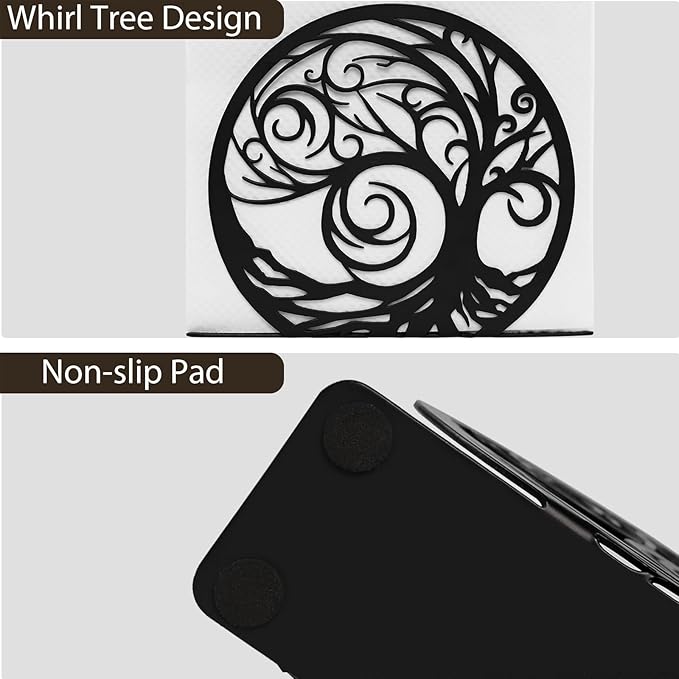 Napkin Holder for Table, Standing Napkin Dispenser Outdoor Farmhouse Black Cocktail Napkin Holders for Kitchen Coffee Shop Dining Room (6"x 1.7"x 4.9")