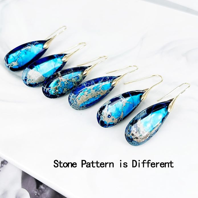 SELOVO Stone Fishhook Dangle Drop Earrings Statement Earrings for Women Stone