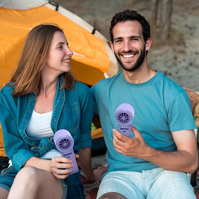 Portable Handheld Fan Rechargeable 100 Speeds Turbo Ice Cooling Fan Personal Mini Fan Small Foldable 3-IN-1 Neck/Desk/Hand Fan, Travel Essentials Gifts for Women Men/Violet