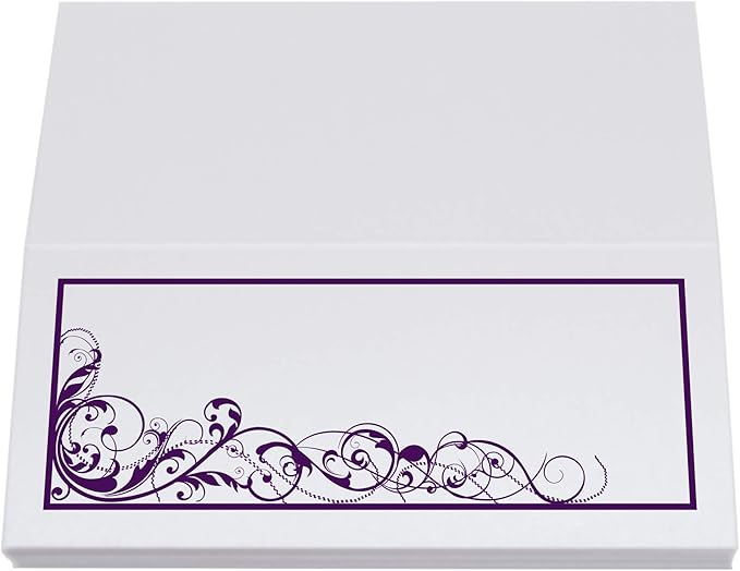 Scribble Vintage Swirl Place Cards, Eggplant (Choose Color), Set of 60, Pre-cut and Scored - Wedding, Party, Dinner, and Special Events - Made in the USA