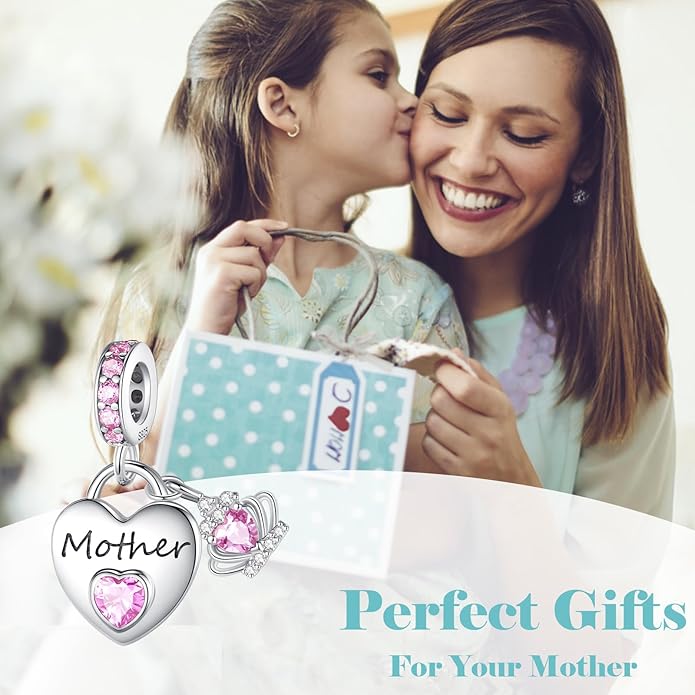 Family Charms for Charms Bracelet: 925 Sterling Silver Heart Dangle Charms for Bracelets and Necklaces, Birthday Mother's Day Christmas Jewelry Gifts For Women.