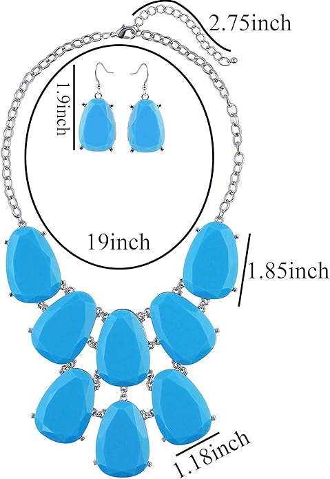 Firstmeet Chunky Bubble Statement Collar Necklace with Earrings for Women