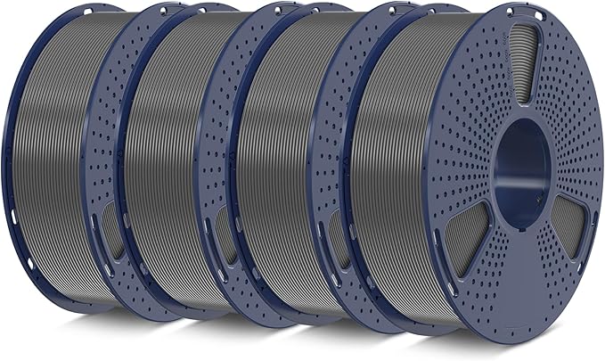 SUNLU PETG Filament 1.75mm 4KG Bundle, Less Stringing and Good Layer Adhesion, Individually Vacuum Packed, 3D Printer Filament 4kg, 1kg per Spool, Pack of 4, 4 Colors, 4 Grey