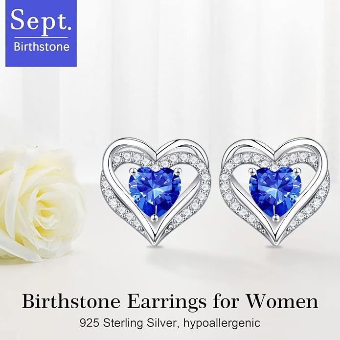 Iefil Valentine Day Gifts for Her - 925 Sterling Silver Heart Stud Earrings Birthday Gifts for Women