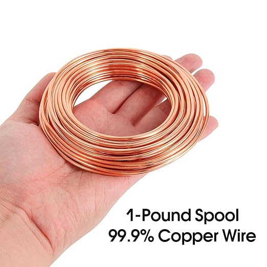 10 Gauge/ 2.6 mm 31 Feet 1 Pound 99.9% Dead Soft Copper Wire for Electroculture Gardening, Jewelry Making, Beading, Science Projects, DIY Artwork