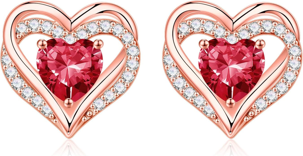 Iefil Valentine Day Gifts for Her - 925 Sterling Silver Heart Stud Earrings Birthday Gifts for Women
