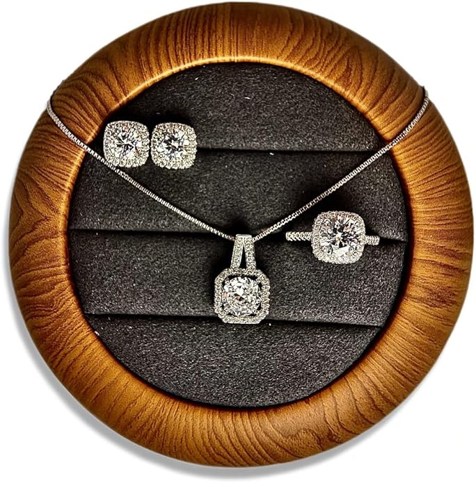 Stunning 3-piece Moissanite Jewelry Set - Necklace, Ring & Earrings | Elegant Wedding Jewelry Sets for Brides | Perfect Moissanite Earrings & Necklace | Timeless Bride Earrings & Wedding Earrings for Brides