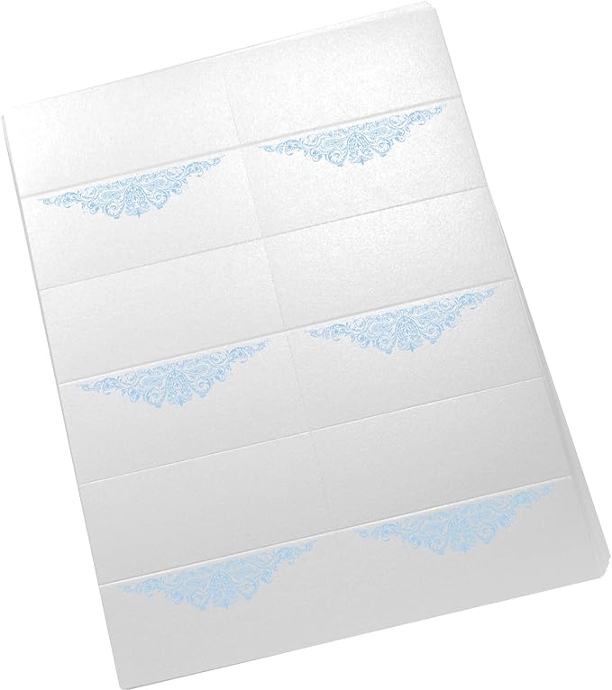 Paisley Printable Place Cards, Light Blue (Choose Color), Set of 150 (25 Sheets), Laser & Inkjet Printers - Wedding, Party, Dinner, and Special Events - Made in the USA