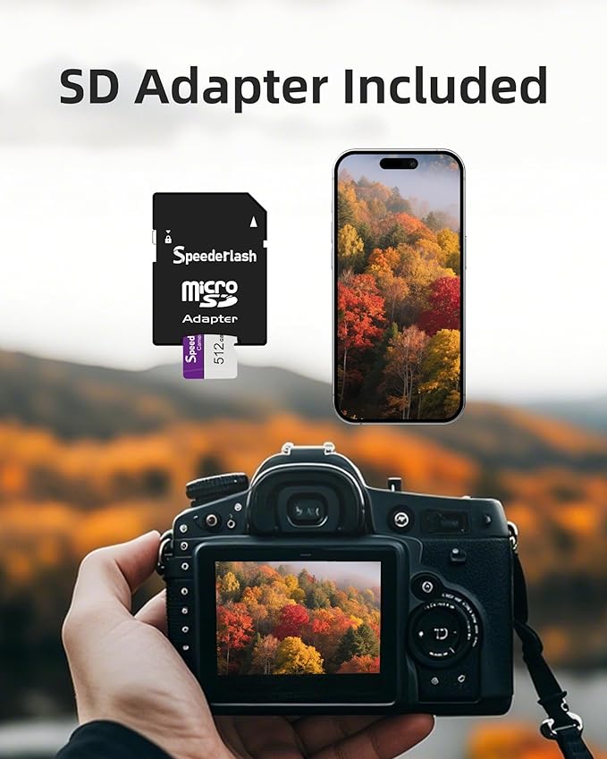 Micro SDXC Memory Card 32GB 5 Pack, Speederlash Camera Plus TF Card with Adapter, 90MB/s Read Speed, 4K UHD&5K Video Support, U1 V30 A1 Rated, for Security Camera, Smartphone, Drone, Tablet, PC