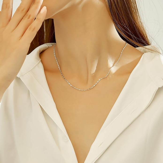 wgoud Gold Necklace for Women Waterproof,14K Real Gold Plated Herringbone Choker Necklace for Women Trendy, Dainty Gold Chain Necklaces Stack,Simple Layered Gold Necklaces for Women Jewelry Gifts