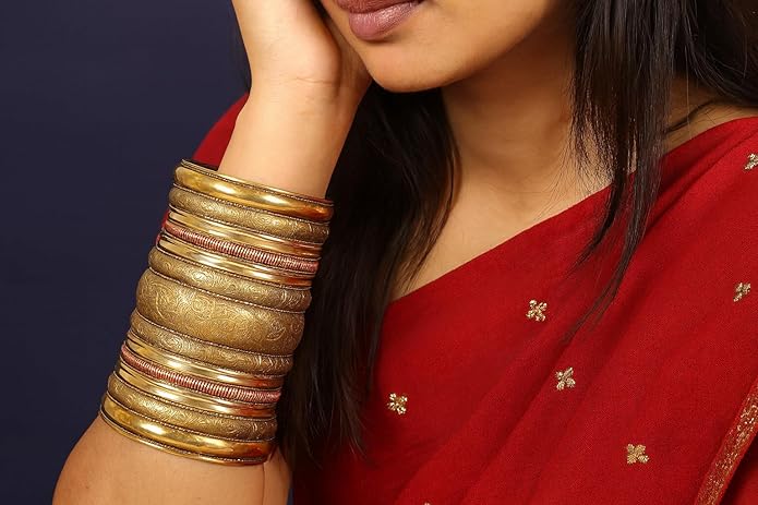 Touchstone Indian Bollywood Handcrafted Slip In Easy To Wear Stylish Wrist Enhancer Designer Broad Jewelry Cuff Bracelet For Women and Men.