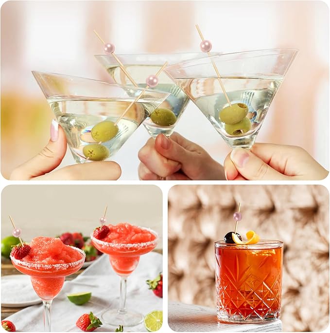 Cocktail Picks for Appetizers, Toothpicks for Appetizers, 100PCS Pink Cocktail Toothpicks for Drinks, Appetizer Skewers for Charcuterie Cups Board