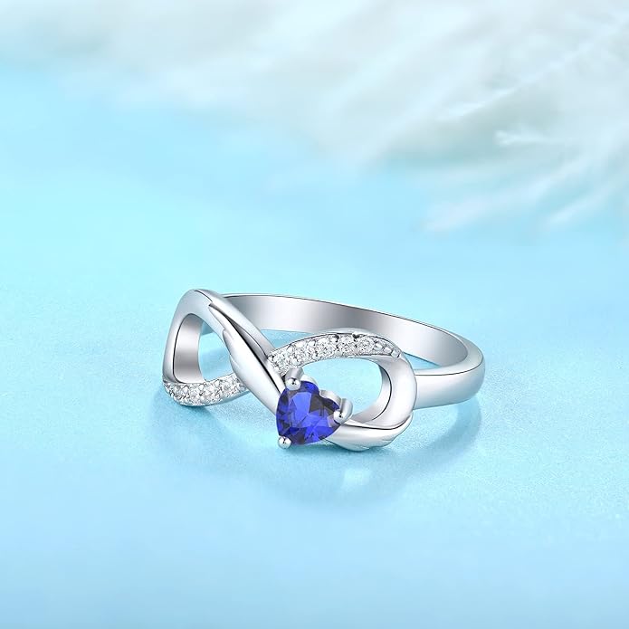 STARCHENIE Infinity Promise Ring 925 Sterling Silver Angel Wings Heart Ring for Women Size 5-10