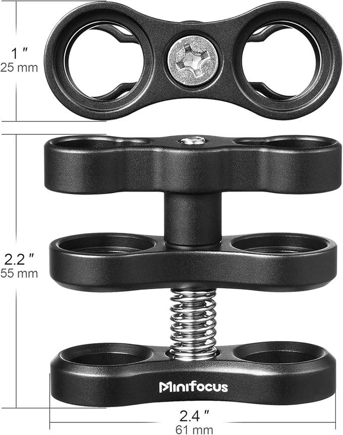 MINIFOCUS 4PCS 1'' Aluminum Ball Clamp Mount for Underwater Diving Light Arms Tray System, Photography Diving Camera, 360° Clip Adapter Bracket for Action Camera Flashlight Arms System