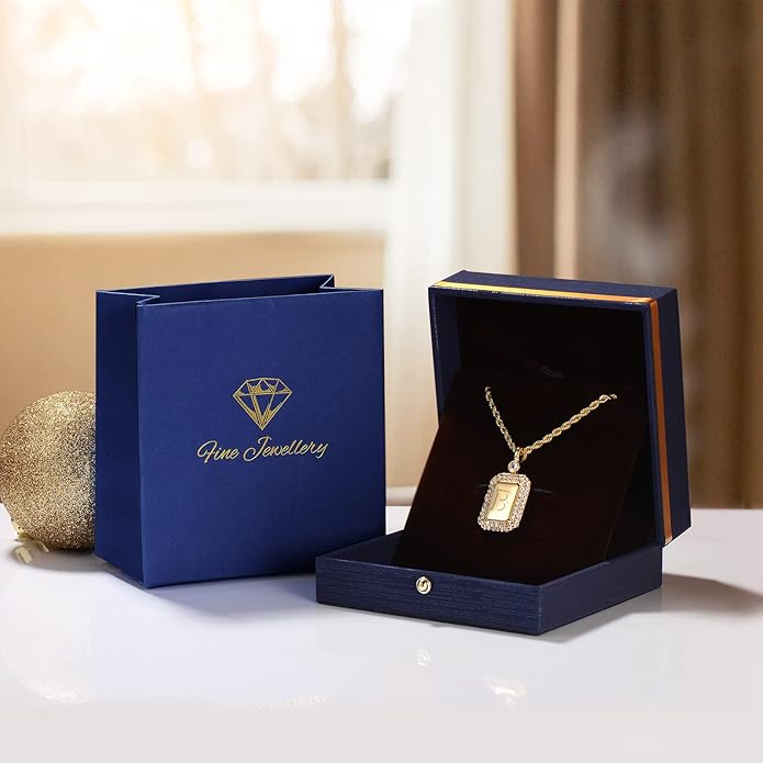 Gold Initial Necklaces for Women, Letter Necklace for Her Birthday Yellow Gold Initial Pendant Necklace with Rope Chain, Women Jewelry Gifts for Her Wife Girlfriend