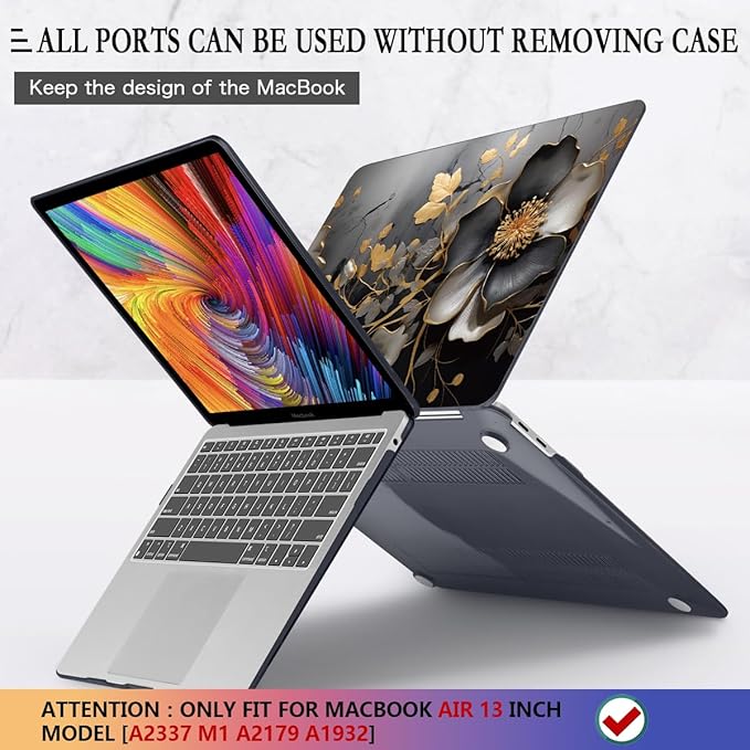 CISSOOK Compatible with MacBook Air 13 inch Case 2021 2020-2018 Release M1 Chip A2337 A2179 A1932 with Touch ID, Plastic Hard Shell Case + Keyboard Cover + Screen Protector, Abstract Oil Painting
