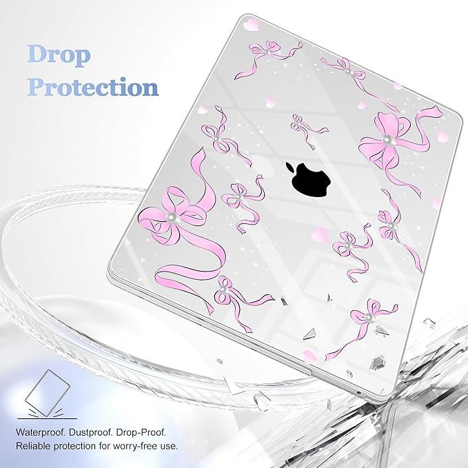 May Chen for MacBook Pro 13 inch Case 2022 2021 2020 Release A2338 M2 M1 A2289 A2251, Plastic Crystal Hard Shell Case Cover for MacBook Pro 13 inch Touch Bar Fits Touch ID, Pearl Bow