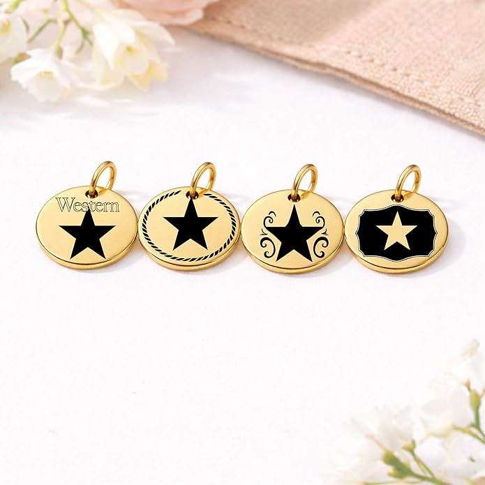 SM Design Western Charm Set of 4 – Stainless Steel Western Charms for Bracelets & Necklaces – Cowgirl, Ranch & Country Style Jewelry Charms – Western Gift for Women & Moms
