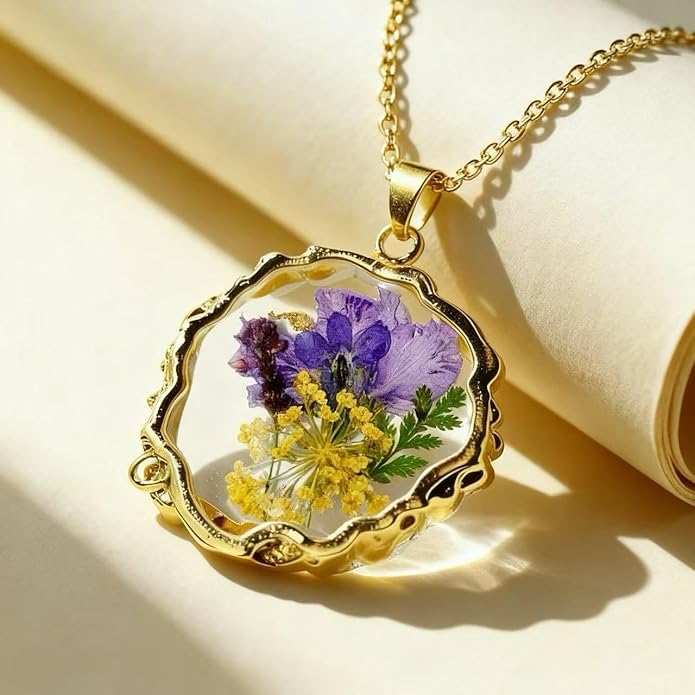 Birth Flower Necklace,1-12 Birth Month Flower Handmade Pendant Necklaces for Women Personalized Custom Floral Jewelry,Boho jewelry,Birthday Gift for Women Girls Best Friend