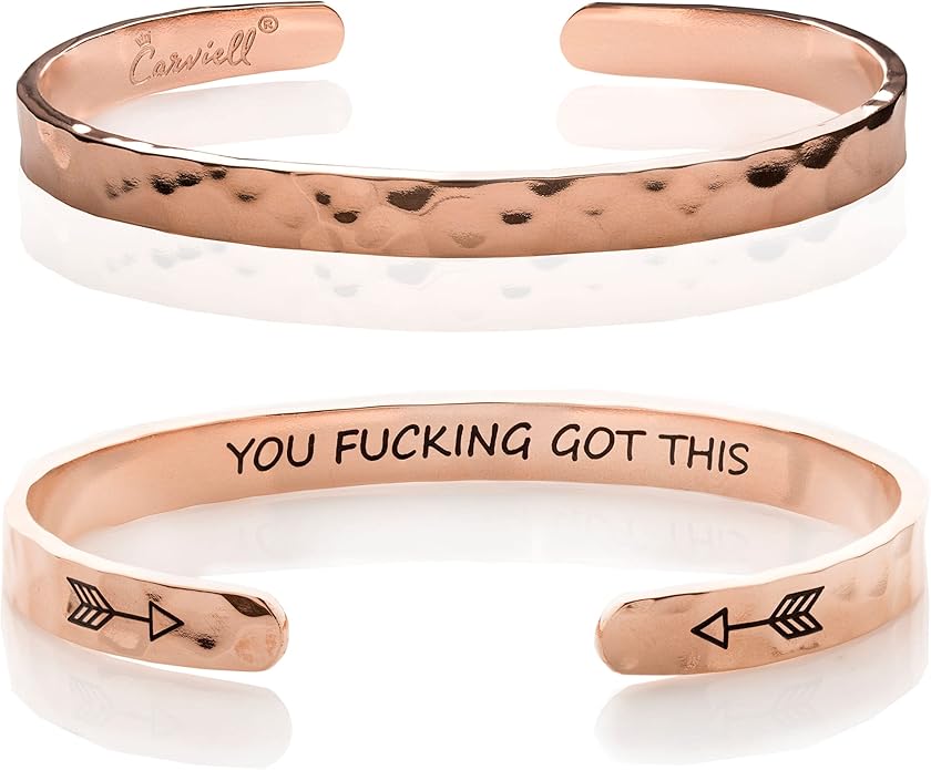 Carviell Engraved Cuff Bracelets for Women – Inspirational, Friendship, Love, Mom, Daughter, Sister, Christian, Graduation, Memorial & Wedding Gifts – 80+ Phrases – Stainless Steel, Gift-Ready