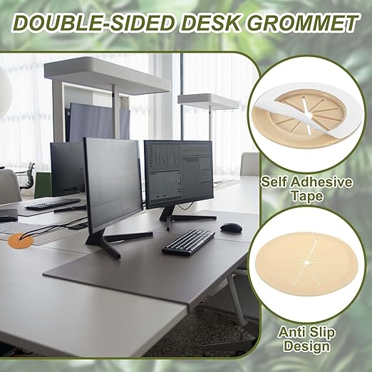 PATIKIL Desk Grommet 3-3/16", 4 Pcs Round Cable Grommet Cord Hole Cover with Adhesive Tape Flexible Table Wire Organizer for Office Home Table Countertop, Yellow