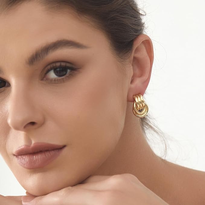 Knot Earrings for Women Chunky Statement Earrings Geometric Drop Dangle Trendy Studs Earring_M Size
