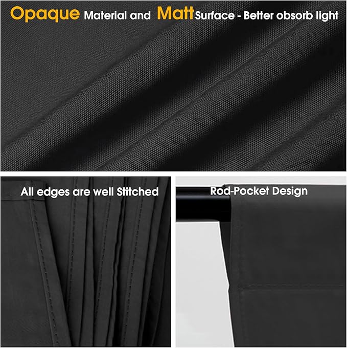 10x20ft Black Backdrop for Photography, Dual-Size Dual-Pocket Design Photo Booth Background for Portrait Photoshoot, Party and Video with Both Options of 10 feet and 20 feet in Width