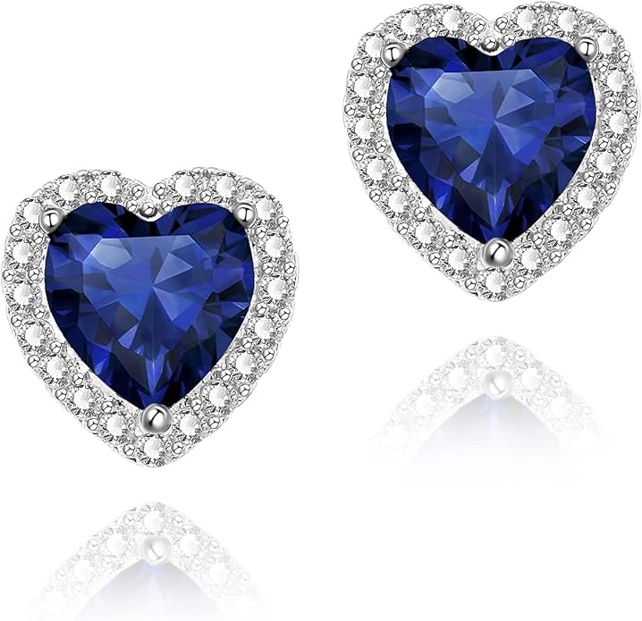 YOMELA Cubic Zirconia Earrings Studs, Halo CZ Birthstone Simulated Diamond Stud Earrings for Women