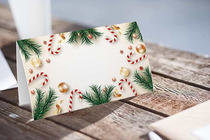 Christmas Food Tent Labels(25 pack) - Table Place Cards - Perfect for Banquet, Buffet Food Label, Party