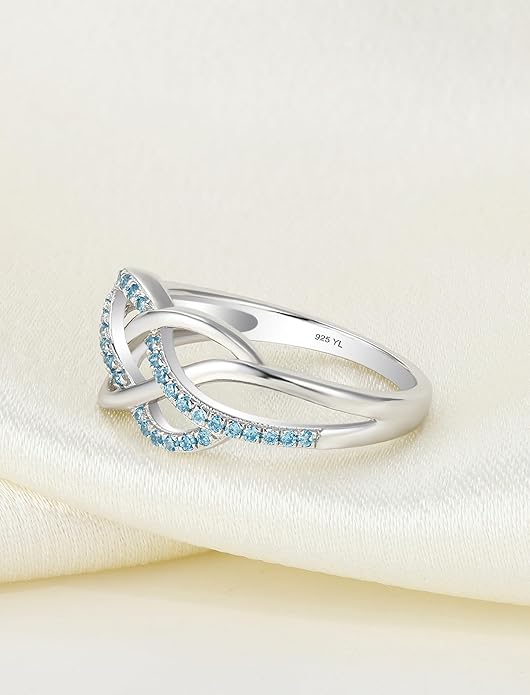 YL Celtic Knot Rings 925 Sterling Silver Twisted Knot Ring Birthstone Infinity Statement Jewelry for Women-size5