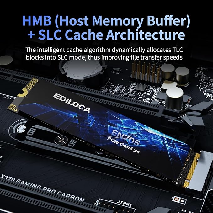 2TB SSD NVMe M.2 2280 PCIe Gen4 x4 Internal Solid State Drive - Up to 4800MB/s, 2TB SSD PS5 Dynamic SLC Cache, PS5 Compatible for Gaming PC Laptop(EN705)