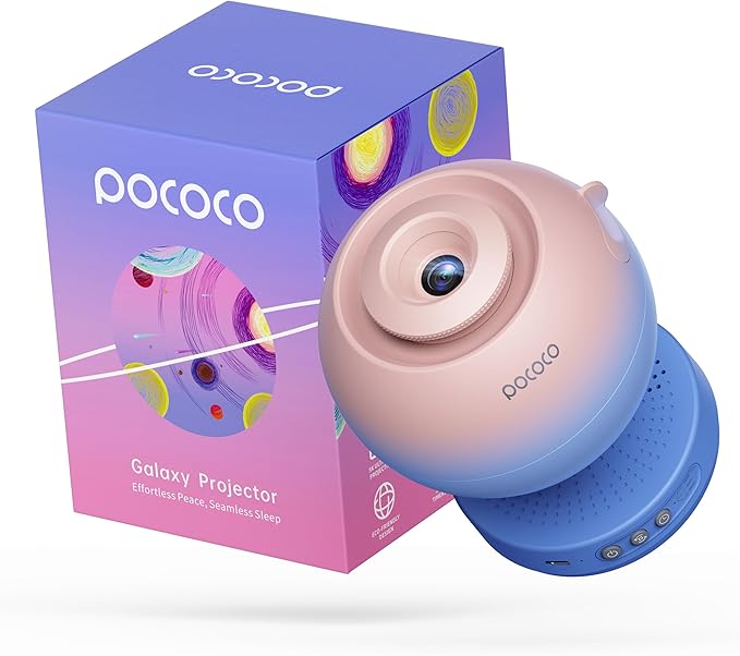 POCOCO Galaxy Star Projector with 2M-Pixel Lens & 5K Discs | Home Planetarium Projector for Relaxation, Study, and Sleep Aid | Includes 2 Films | Ideal Gift