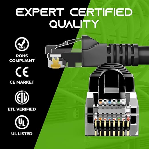 GearIt 24-Pack, Cat5e Ethernet Patch Cable 2 Feet - Snagless RJ45 Computer LAN Network Cord, Black