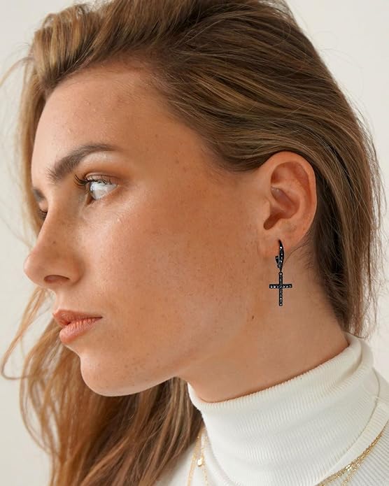 14K Gold Earring Cross Waterdrop Butterfly Heart Knot Earrings for Women Gold Silver Cross Leverback Drop Gold Silver Teardrop Hoop Dangle Earring White Gold Dangle Drop Earring