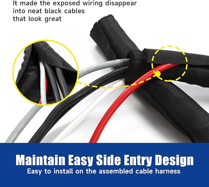 Automotive Wire Sheathing Split Wire Loom Braided Mesh Woven Cable Sleeve for Wires/Cable Cord Protector (5/16" - 22 Feet)