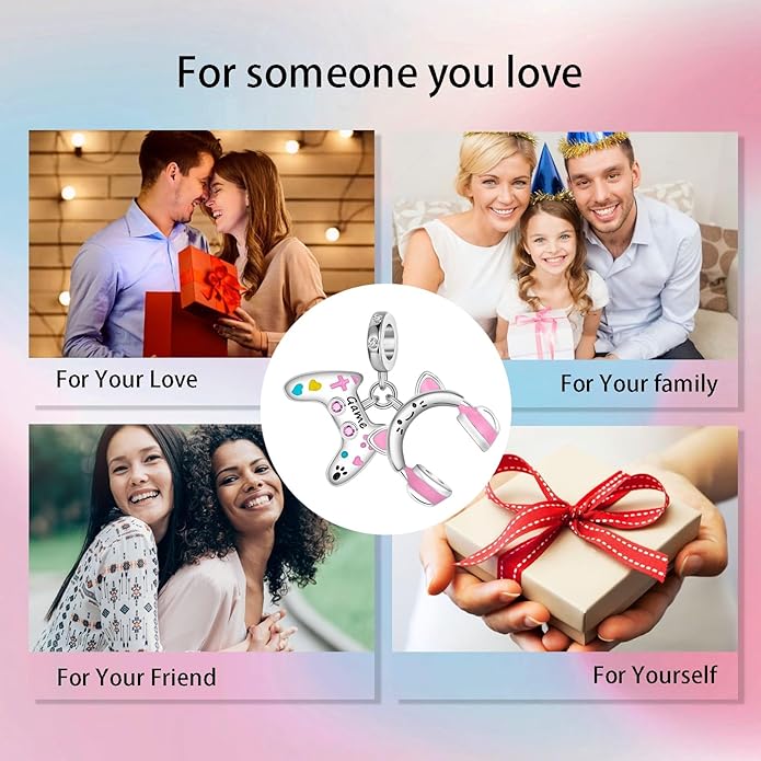 Birthday Fashion Love Heart Dangle Charm 925 Sterling Silver Charms fits Bracelets and Necklace Pendant Bead Charms Jewelry Present for Women Family Friends