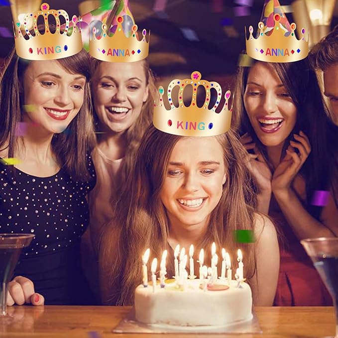 Gold Paper Crowns, Diy Birthday King Crowns Craft to Decorate, Paper Prince Princess Crown Hats for School Classroom