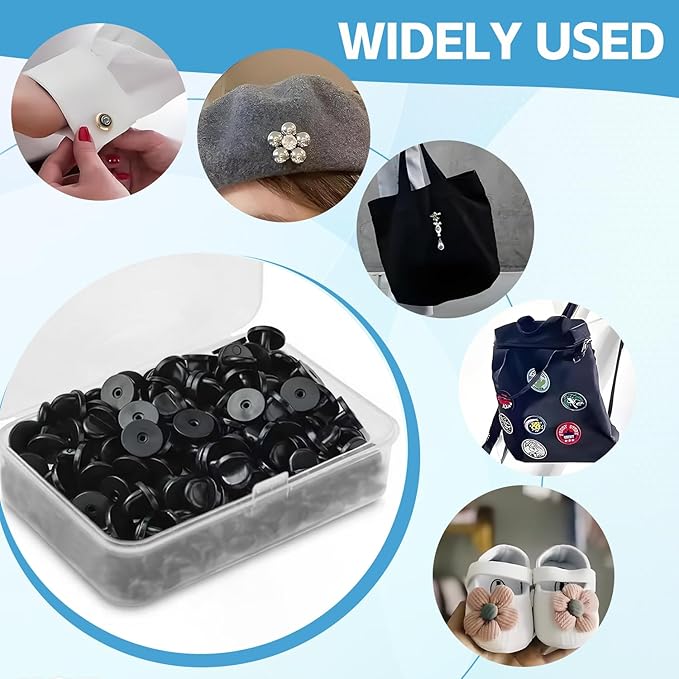 50PCS Rubber Pin Backs – PVC Lapel Pin Backings, Replacement for Enamel Pins, Badges, Hats, Brooch, Tie Tack, Butterfly Clutch Cap Keepers – Securely Hold Pins & Accessories - Black