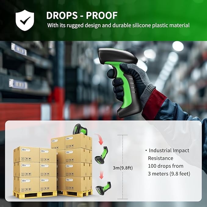 NETUM 2D QR Industrial Bluetooth Barcode Scanner with Charging Dock, Upgraded Wireless 2D/1D Bar Code Reader, 2600mAh Battery, Drop Dust WaterProof, Hands-Free for Windows, Mac, Android, iOS (NT-1950)