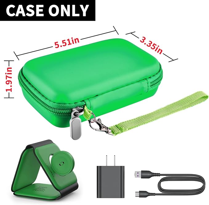 Travel Case for UCOMX for Nano/for Rtops/for Hicober/for Iseyyox 3 in 1 Wireless Charger, Foldable Magnetic Charging Station Storage Holder Bag for Fast Charge Pad Cable and Adapter, Green-Box Only