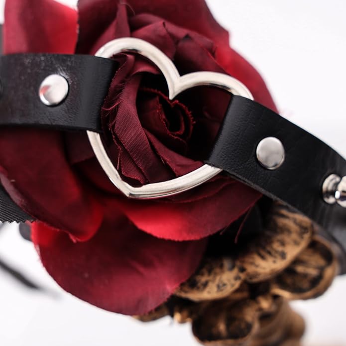 Eigso Vintage Punk Goth Studded Rivet Pu Leather Collar Choker Necklace with Spikes Adjustable