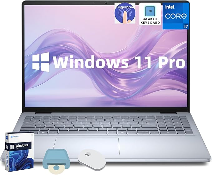 Dell Inspiron 16 Business Laptop - 16'' Touchscreen FHD+ Dsiaplay, Intel 10-Core 7 150U(Up to 5.4GHz) Express Charge, Backlit Keyboard, Windows 11 pro, Fingerprint (16GB RAM | 1TB SSD
