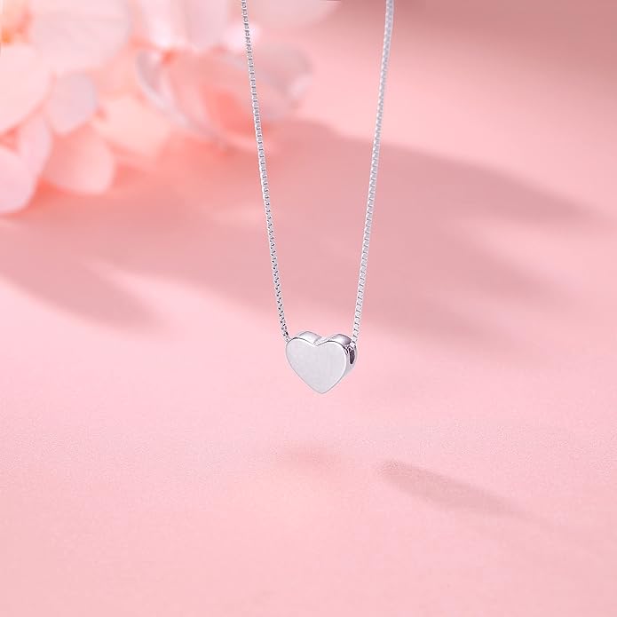 SLUYNZ Genuine 925 Sterling Silver Tiny Love Heart Pendant Necklace for Women Simple Sweet Heart Choker Necklace