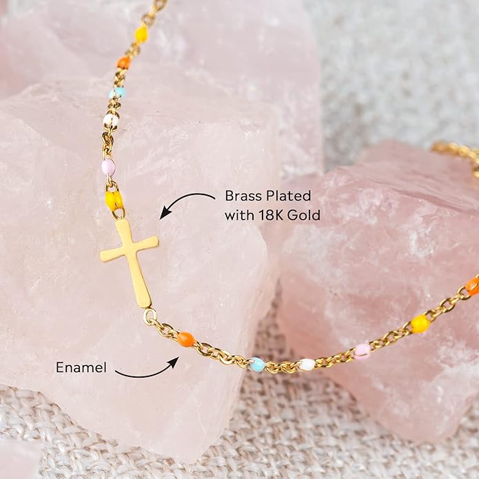 STORYJEWELLERY Friend Bracelet, Friendship Gifts for Women, Friendship Bracelets, Cross Bracelets, BFF Gift, Birthday Valentines Day Gifts for Friend, Religious & Christian Gift