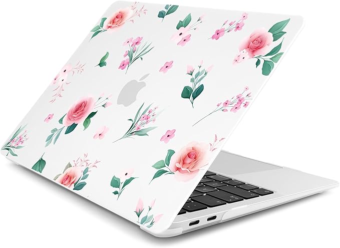 Batianda Case for M1 MacBook Air 13 Inch Model A2337 A2179 A1932 2021 2020 2019 Release,Lovely Floral Design Matte Hard Shell with Keyboard Cover & Screen Protector, Peach Rose