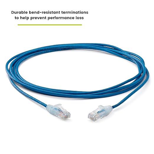 TRUECABLE Cat6 Component Rated Patch Cable, Unshielded (U/UTP), 10ft, Blue, 28AWG Solid Copper, Snagless 10G High-Speed Ethernet Cable, PoE++ 4PPoE 100W, UL Listed, RoHS-3, 5 Pack