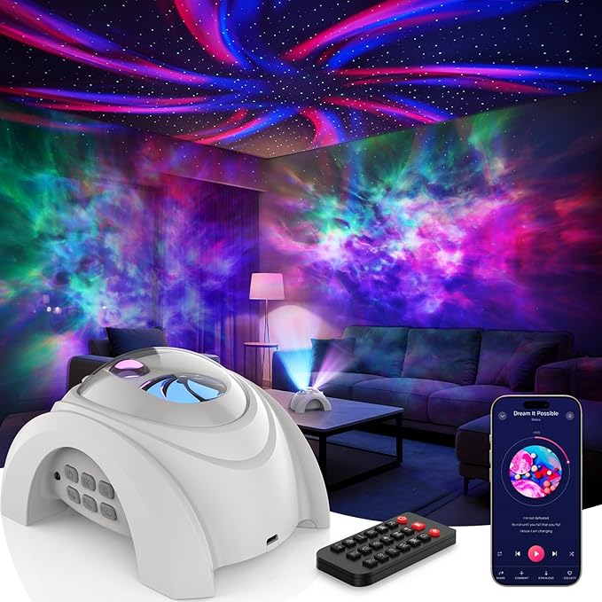 Rossetta Galaxy Projector, Star Projector for Bedroom with Bluetooth Speaker & White Noise, Remote, Timer, Night Light for Kids Room Decor, Party, Birthday & Christmas Gifts for Adults Teen Girls Boys