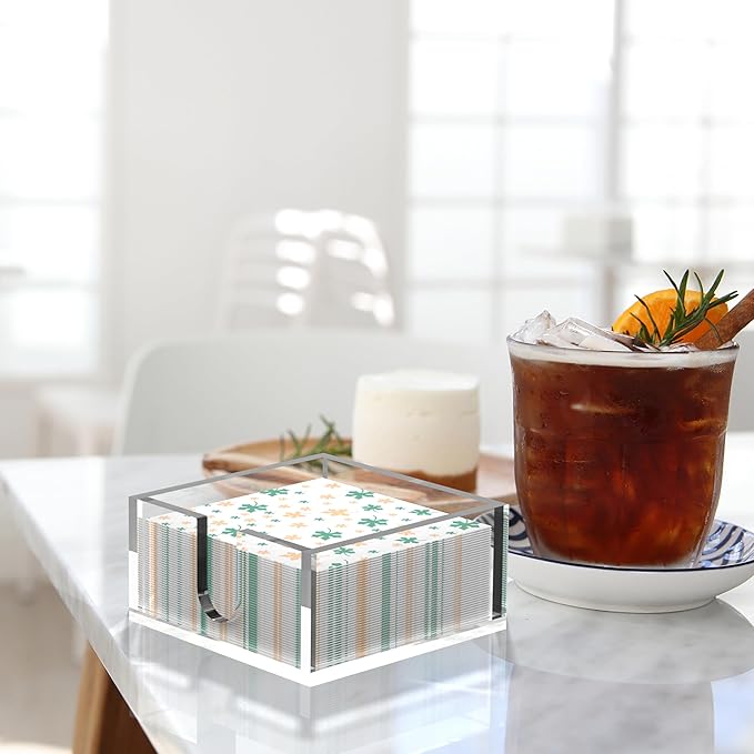Rubtlamp 2Pcs Acrylic Napkin Holder Bathroom - 0.27Inch Thickness Acrylic Guest Towel Napkin Holder - Hand Towel Tray - Clear Napkin Holders Tissue Dispenser (Clear, 5.5”X5.5”X2.5”)